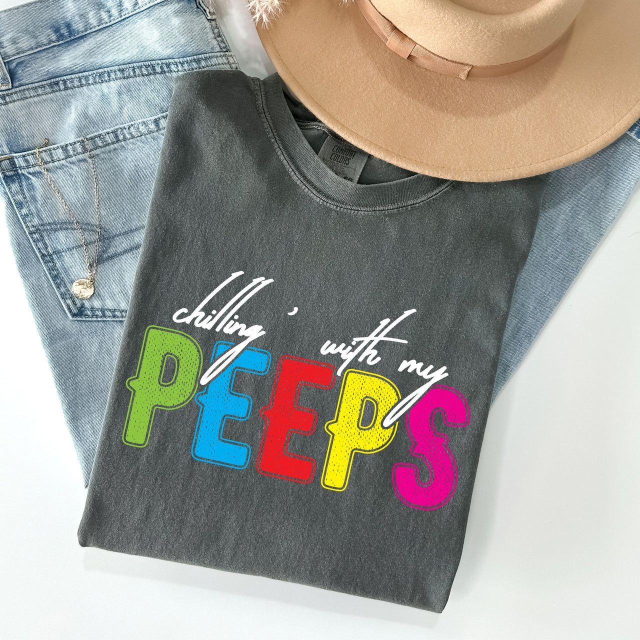 Chilling With My Peeps Easter Nostalgia Of Sweet Candy Memories From Childhood Spring Days Comfort Colors Tee