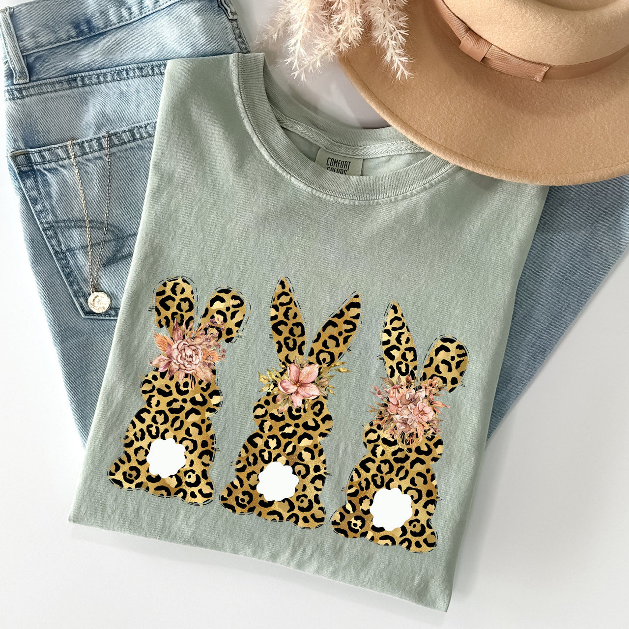 Leopard Print Easter Bunnies Easter Rabbit Collection For Spring Holidays Comfort Colors Tee