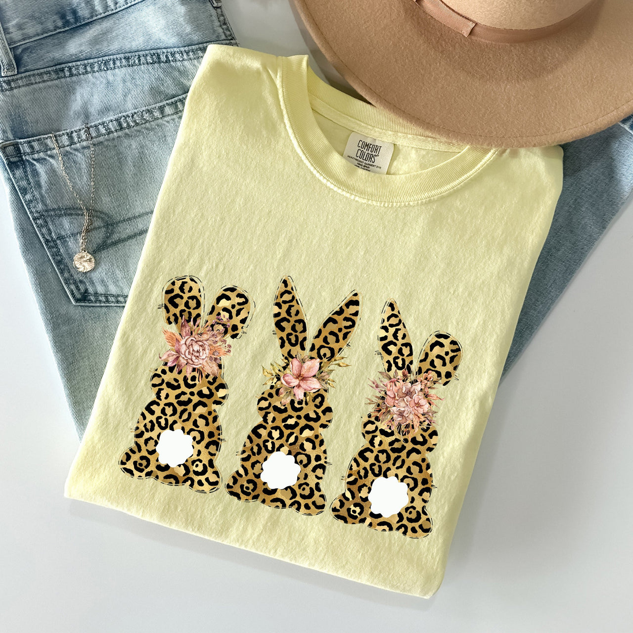 Leopard Print Easter Bunnies Easter Rabbit Collection For Spring Holidays Comfort Colors Tee