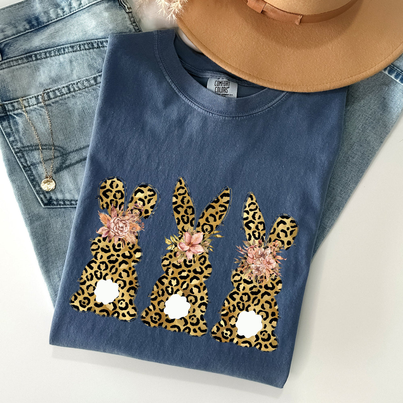 Leopard Print Easter Bunnies Easter Rabbit Collection For Spring Holidays Comfort Colors Tee