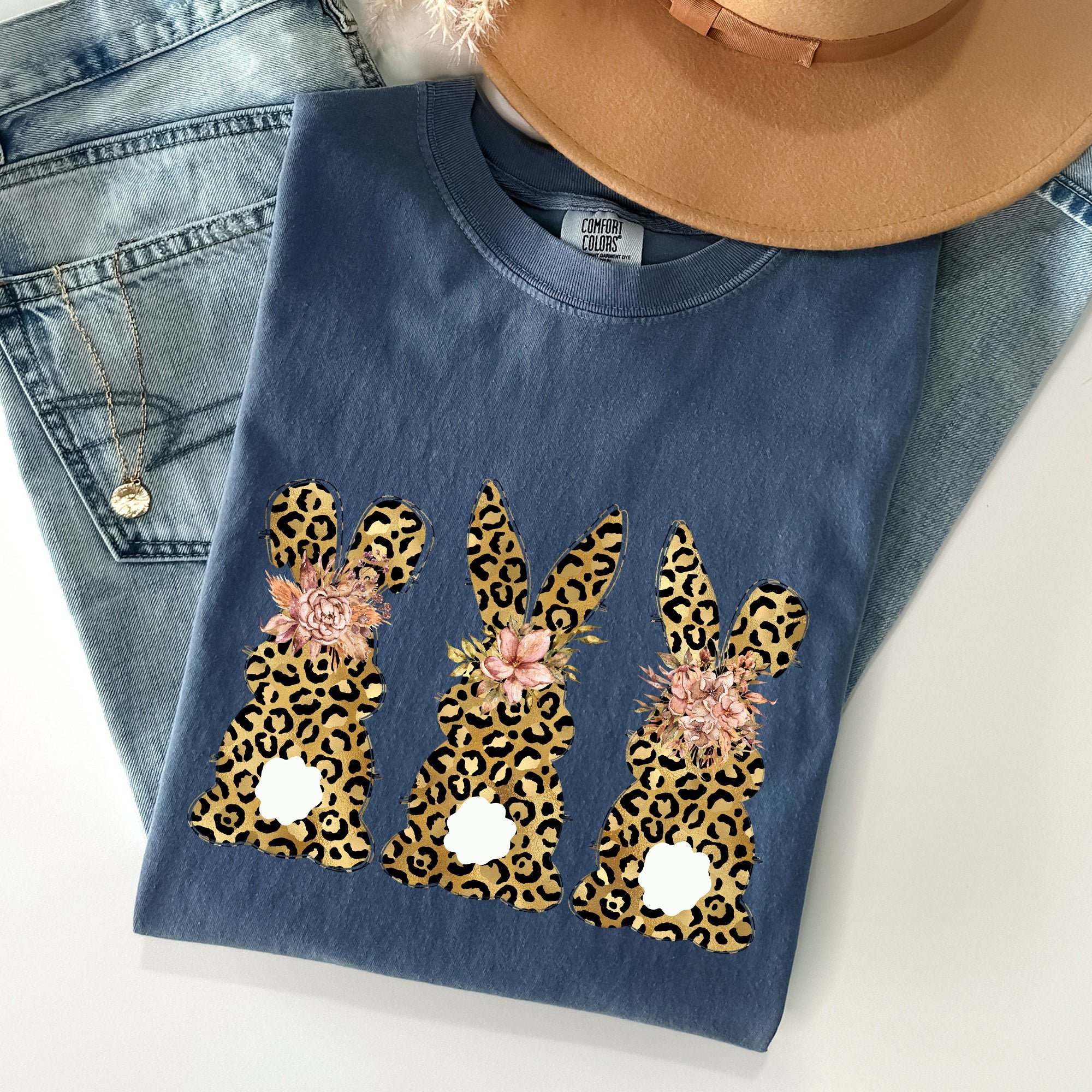 Leopard Print Easter Bunnies Easter Rabbit Collection For Spring Holidays Comfort Colors Tee