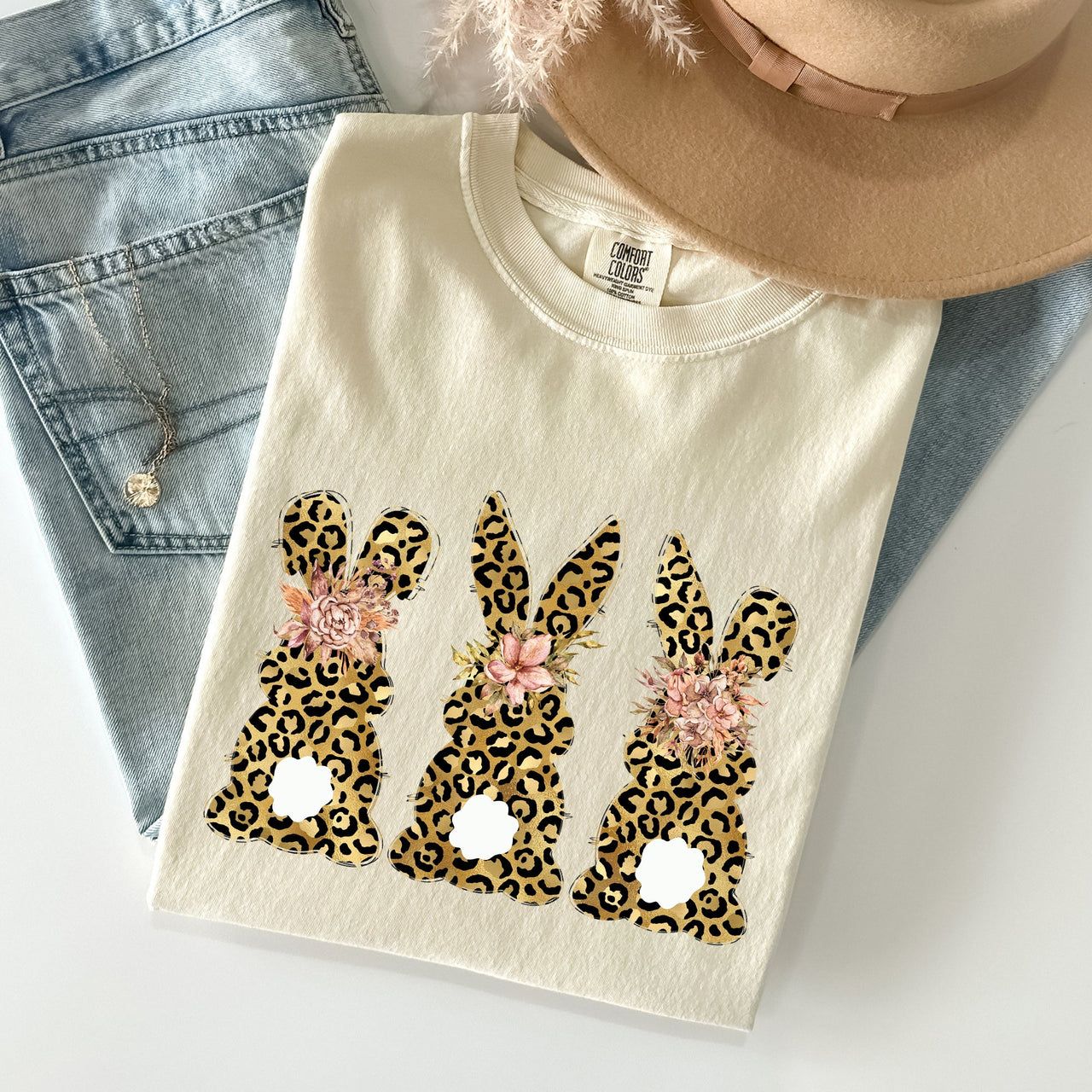 Leopard Print Easter Bunnies Easter Rabbit Collection For Spring Holidays Comfort Colors Tee