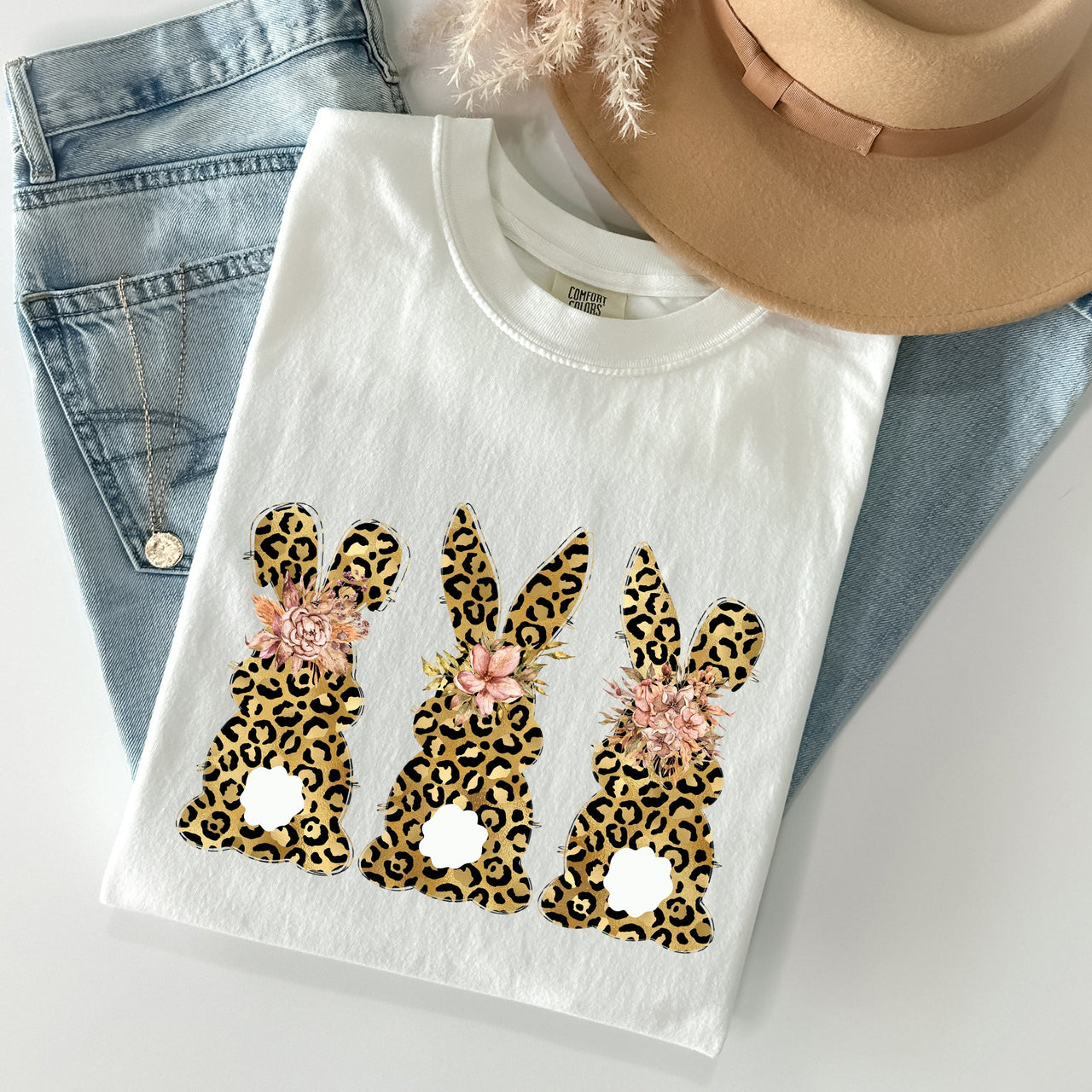 Leopard Print Easter Bunnies Easter Rabbit Collection For Spring Holidays Comfort Colors Tee