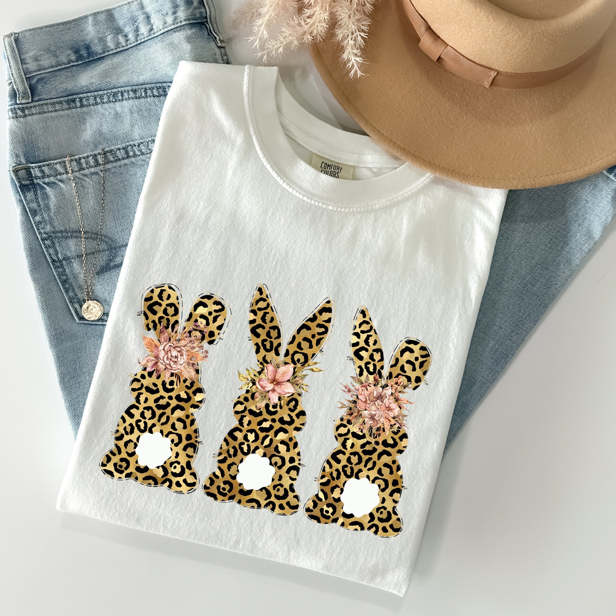 Leopard Print Easter Bunnies Easter Rabbit Collection For Spring Holidays Comfort Colors Tee