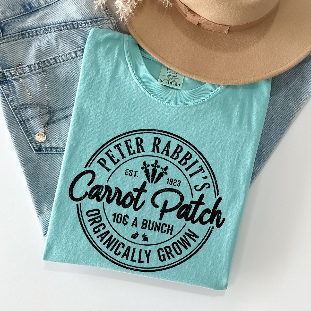 Peter Rabbit's Carrot Patch Retro Farm Sign Easter Nostalgic Illustration Comfort Colors Tee