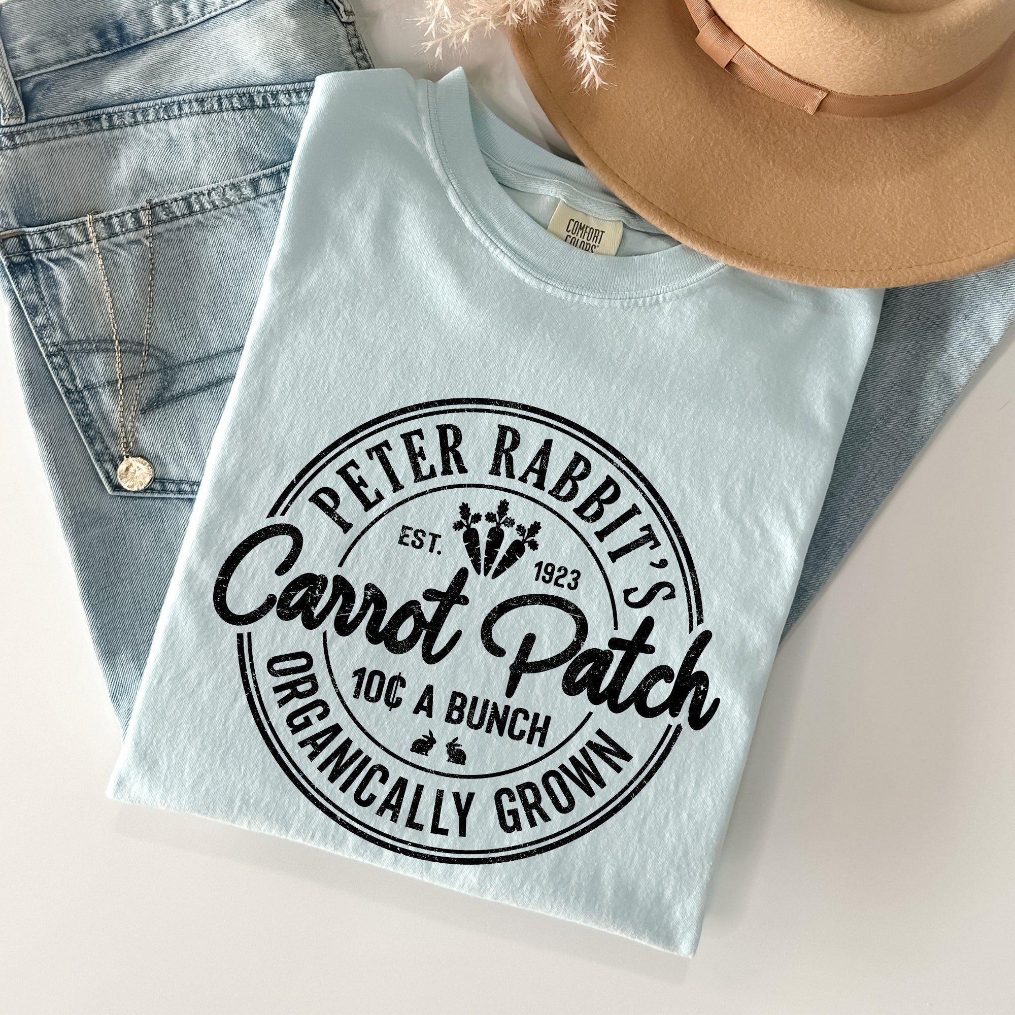 Peter Rabbit's Carrot Patch Retro Farm Sign Easter Nostalgic Illustration Comfort Colors Tee