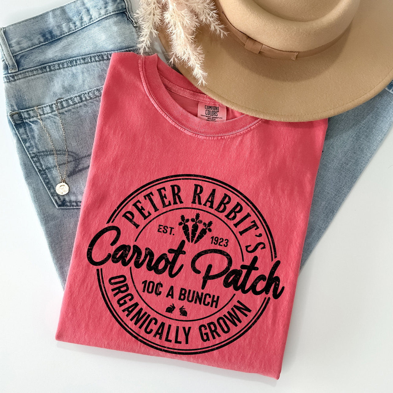 Peter Rabbit's Carrot Patch Retro Farm Sign Easter Nostalgic Illustration Comfort Colors Tee