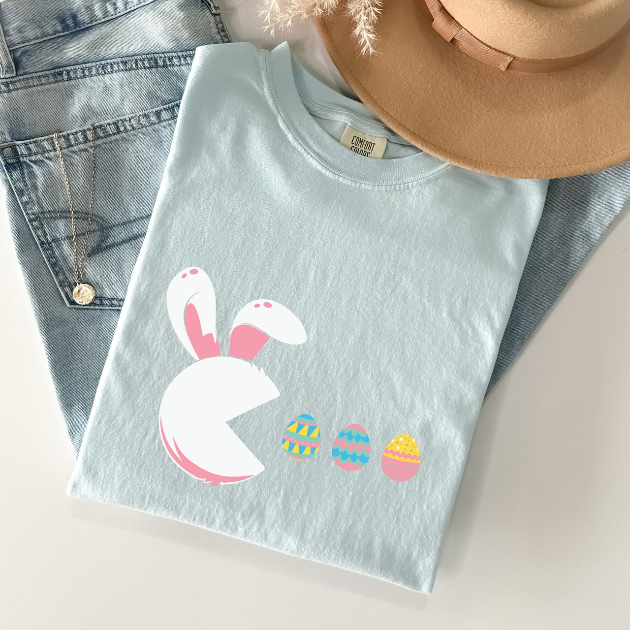 Retro Game Easter Bunny Eggs Pixel Art Limited Edition Collectible Comfort Colors Tee