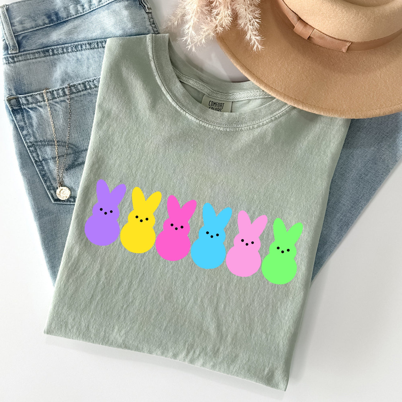 Retro Peeps Easter Candy Rabbit Bunny Nostalgic Pop Art Holiday Design Comfort Colors Tee