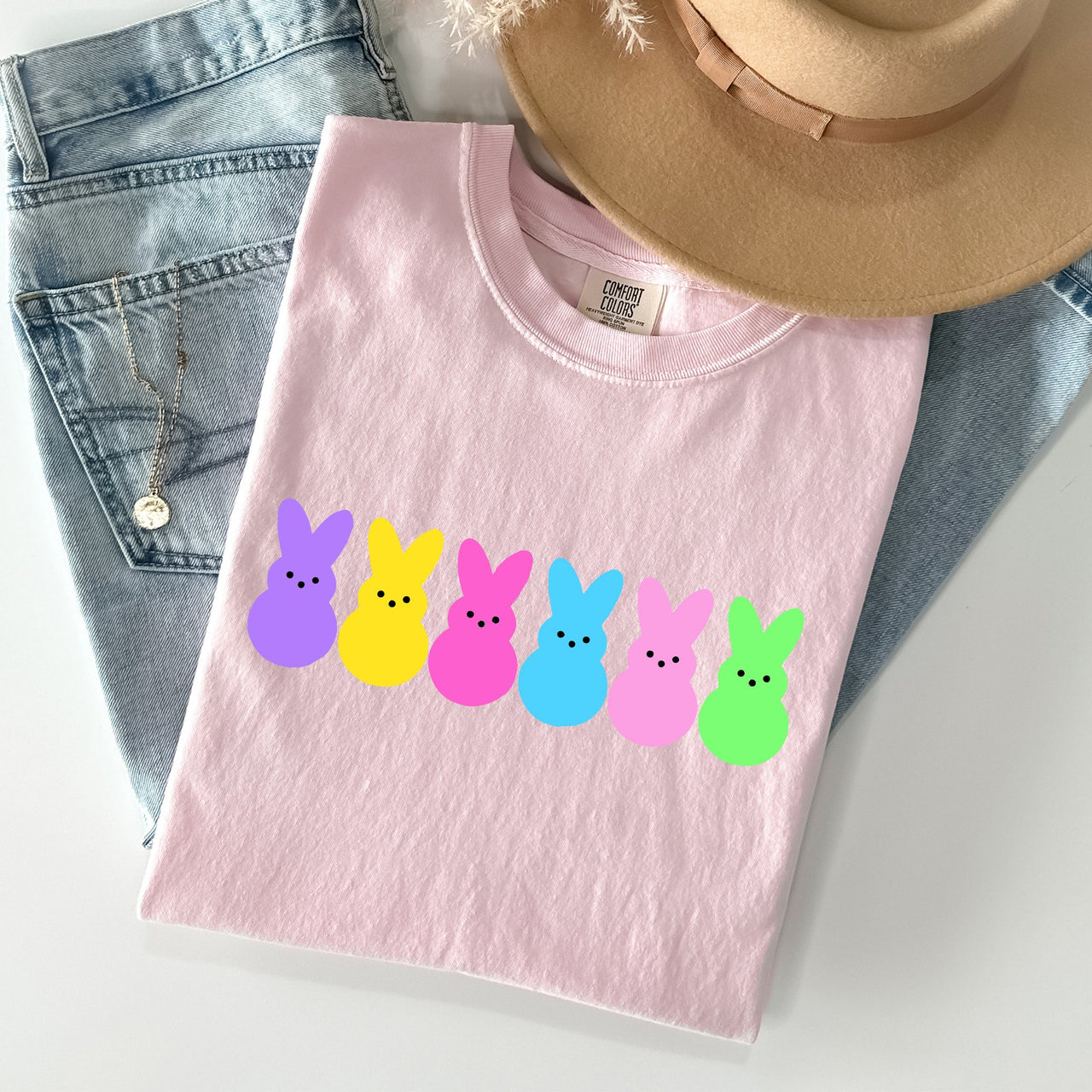 Retro Peeps Easter Candy Rabbit Bunny Nostalgic Pop Art Holiday Design Comfort Colors Tee