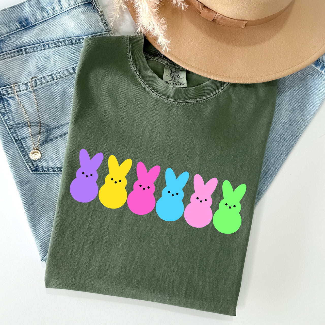 Retro Peeps Easter Candy Rabbit Bunny Nostalgic Pop Art Holiday Design Comfort Colors Tee