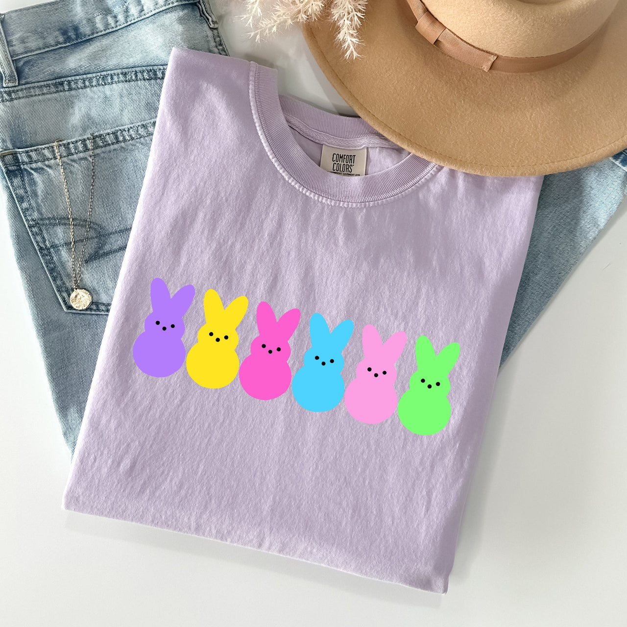 Retro Peeps Easter Candy Rabbit Bunny Nostalgic Pop Art Holiday Design Comfort Colors Tee