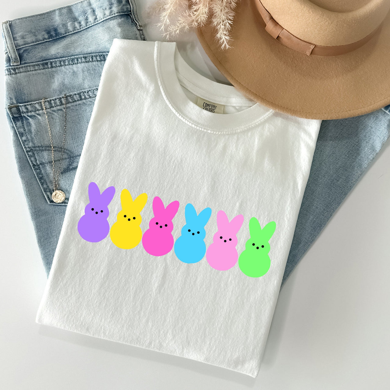 Retro Peeps Easter Candy Rabbit Bunny Nostalgic Pop Art Holiday Design Comfort Colors Tee