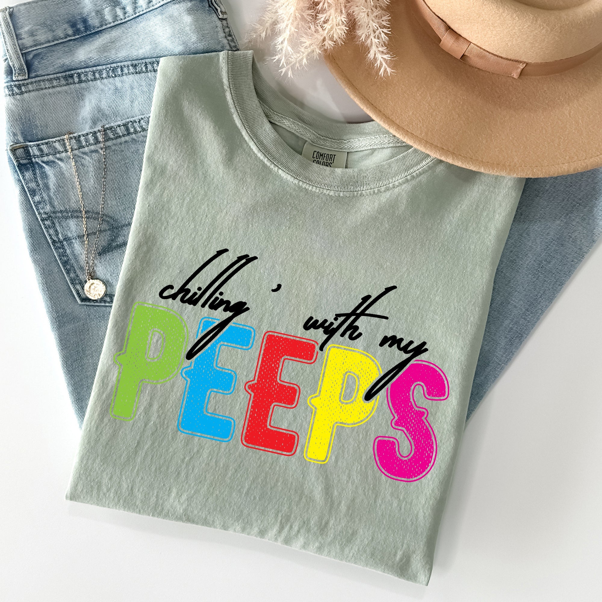 Chilling With My Peeps Easter Nostalgia Of Sweet Candy Memories From Childhood Spring Days Comfort Colors Tee