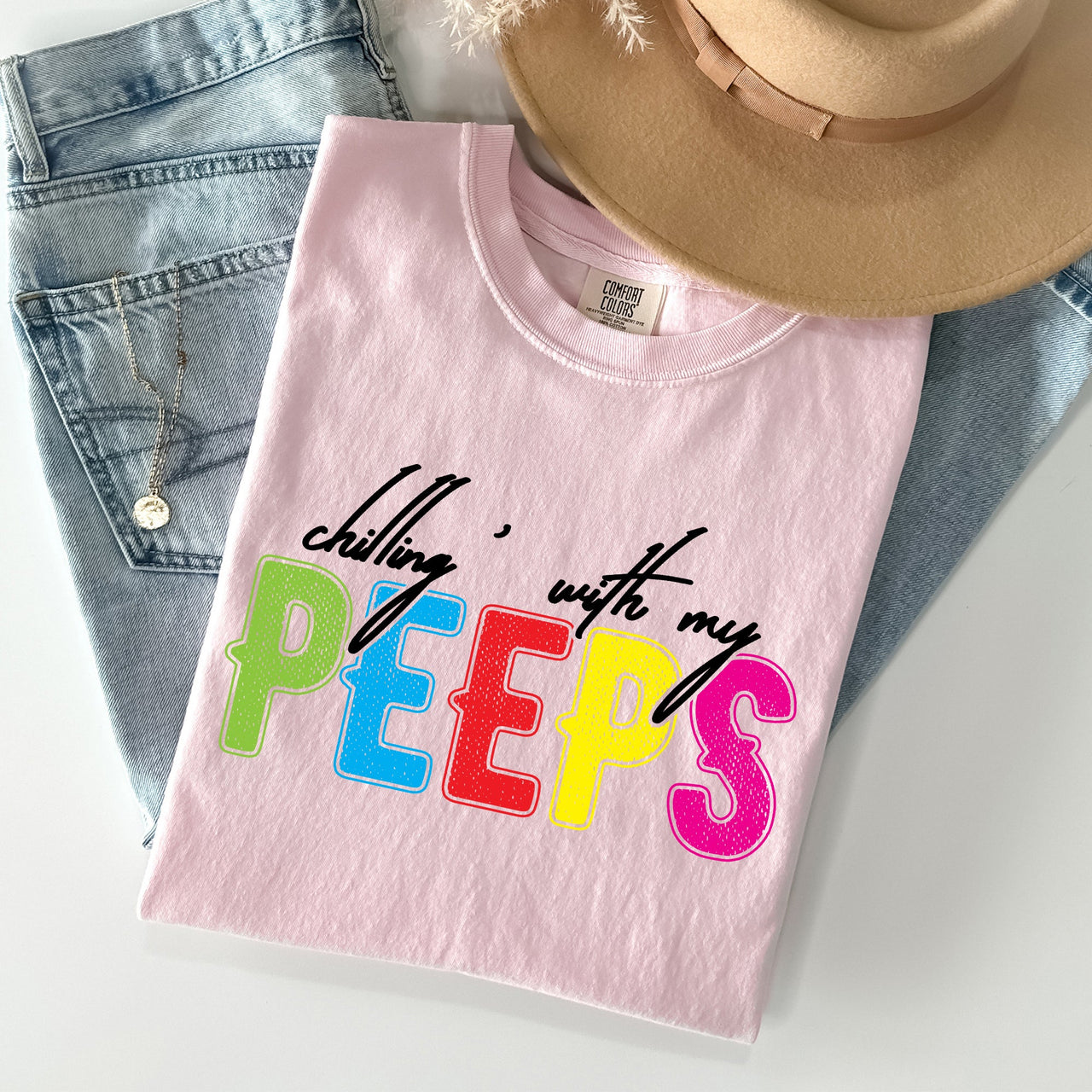 Chilling With My Peeps Easter Nostalgia Of Sweet Candy Memories From Childhood Spring Days Comfort Colors Tee