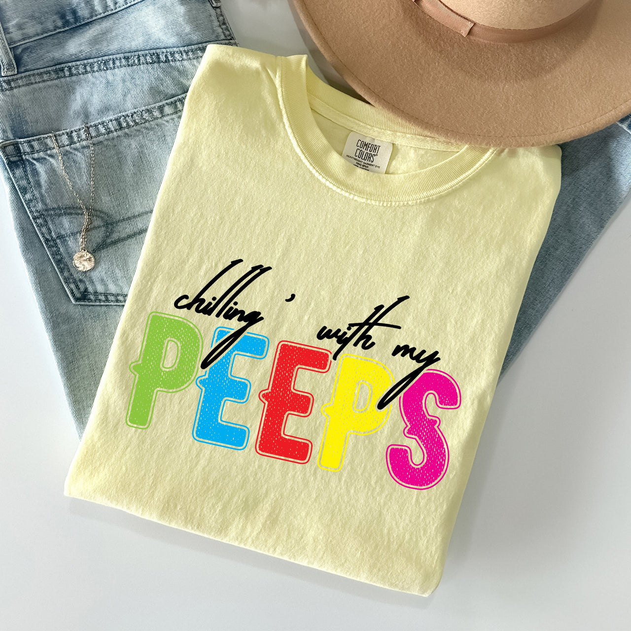 Chilling With My Peeps Easter Nostalgia Of Sweet Candy Memories From Childhood Spring Days Comfort Colors Tee