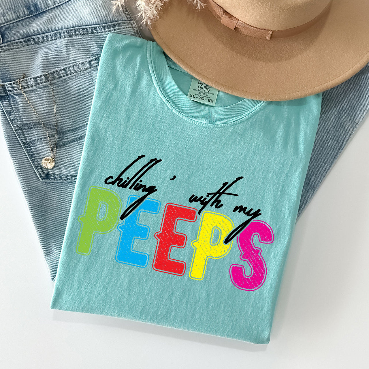 Chilling With My Peeps Easter Nostalgia Of Sweet Candy Memories From Childhood Spring Days Comfort Colors Tee