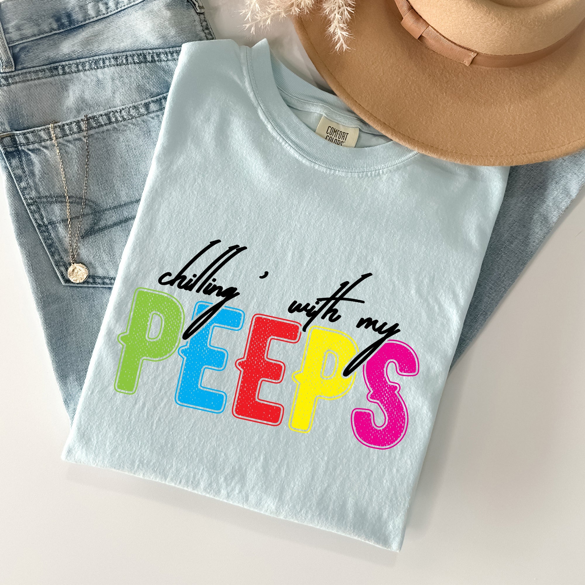Chilling With My Peeps Easter Nostalgia Of Sweet Candy Memories From Childhood Spring Days Comfort Colors Tee