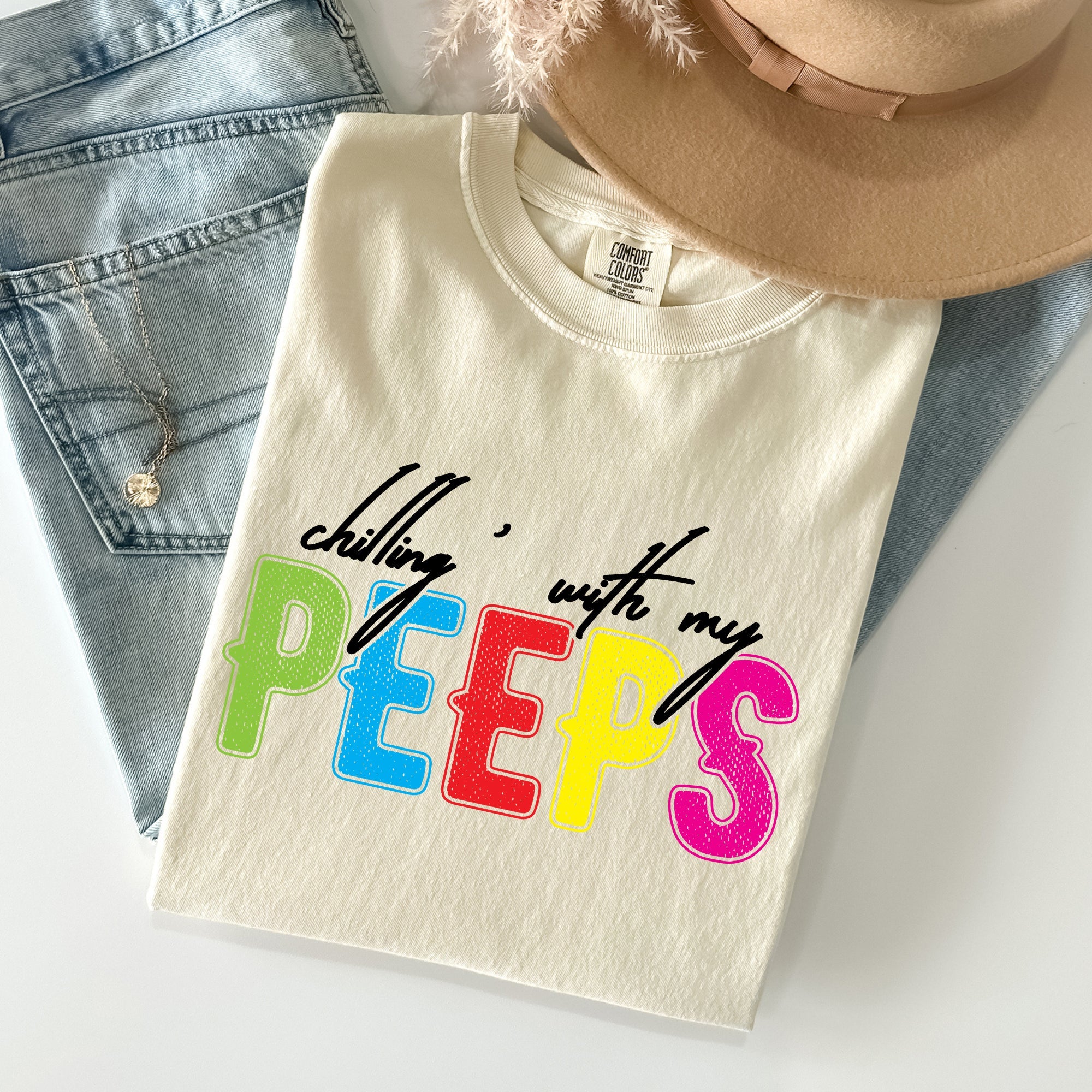 Chilling With My Peeps Easter Nostalgia Of Sweet Candy Memories From Childhood Spring Days Comfort Colors Tee