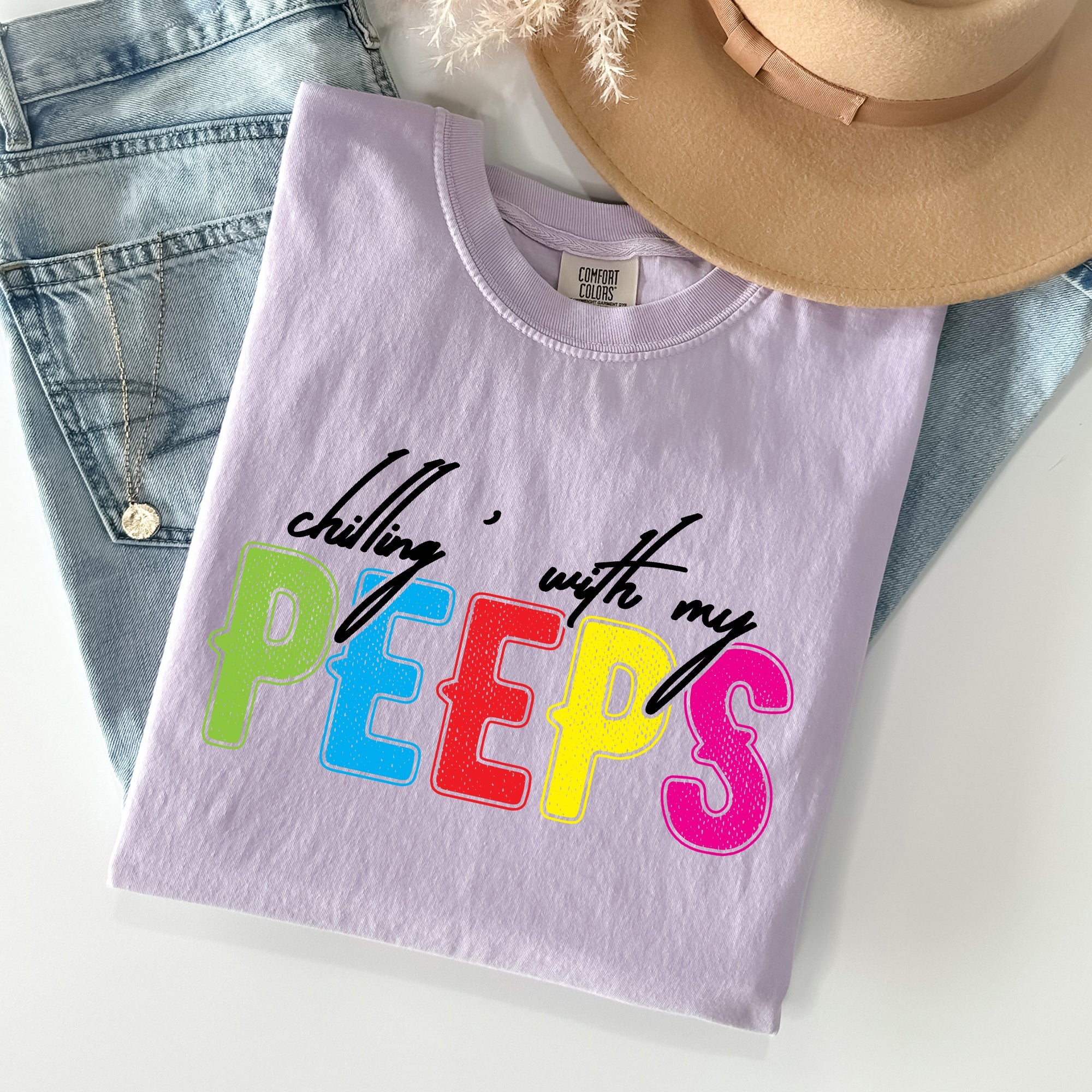 Chilling With My Peeps Easter Nostalgia Of Sweet Candy Memories From Childhood Spring Days Comfort Colors Tee