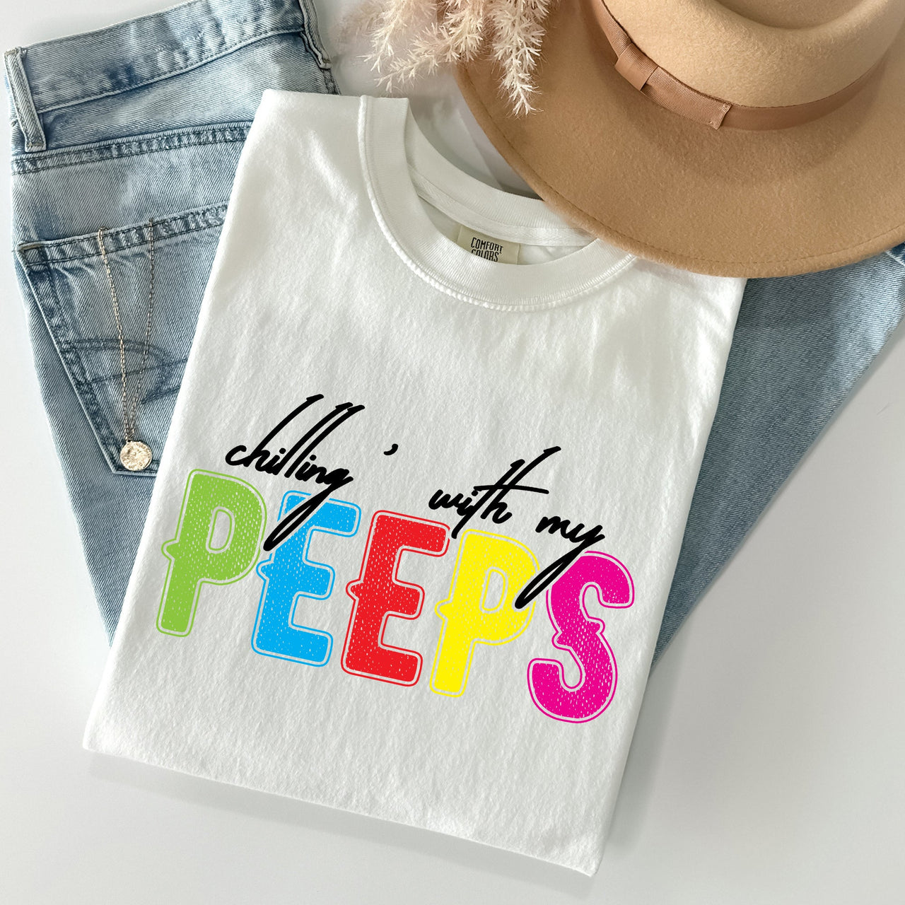 Chilling With My Peeps Easter Nostalgia Of Sweet Candy Memories From Childhood Spring Days Comfort Colors Tee