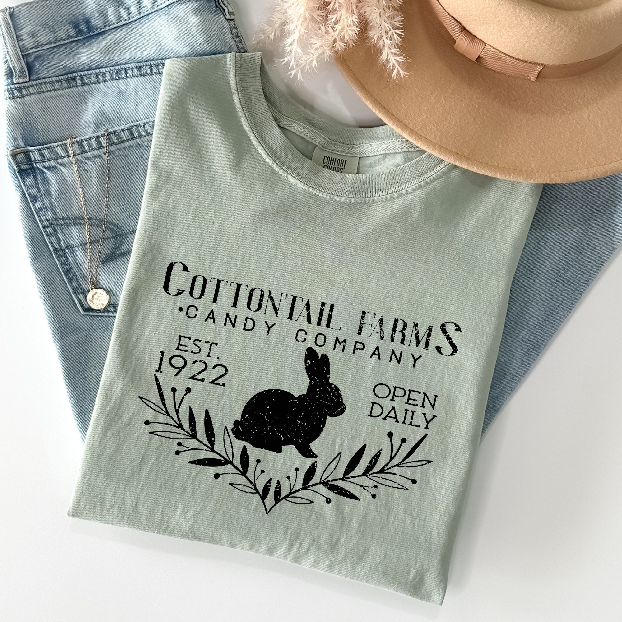 Cottontail Farms Candy Company Retro Sign Easter Nostalgia Edition Comfort Colors Tee