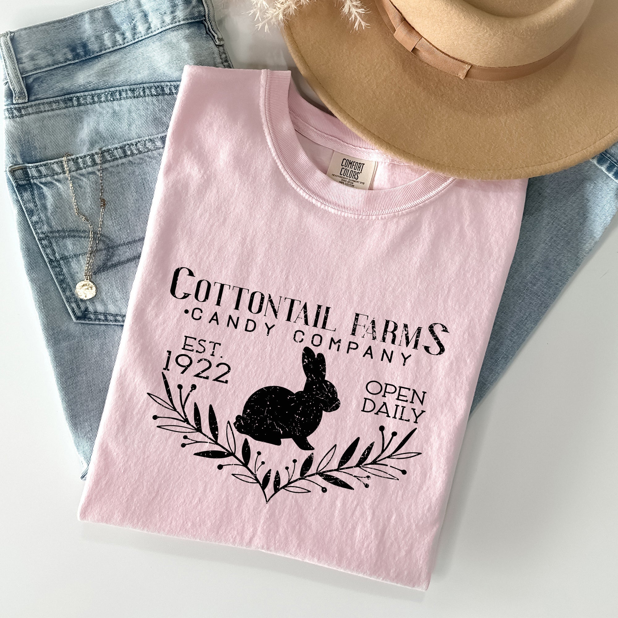 Cottontail Farms Candy Company Retro Sign Easter Nostalgia Edition Comfort Colors Tee