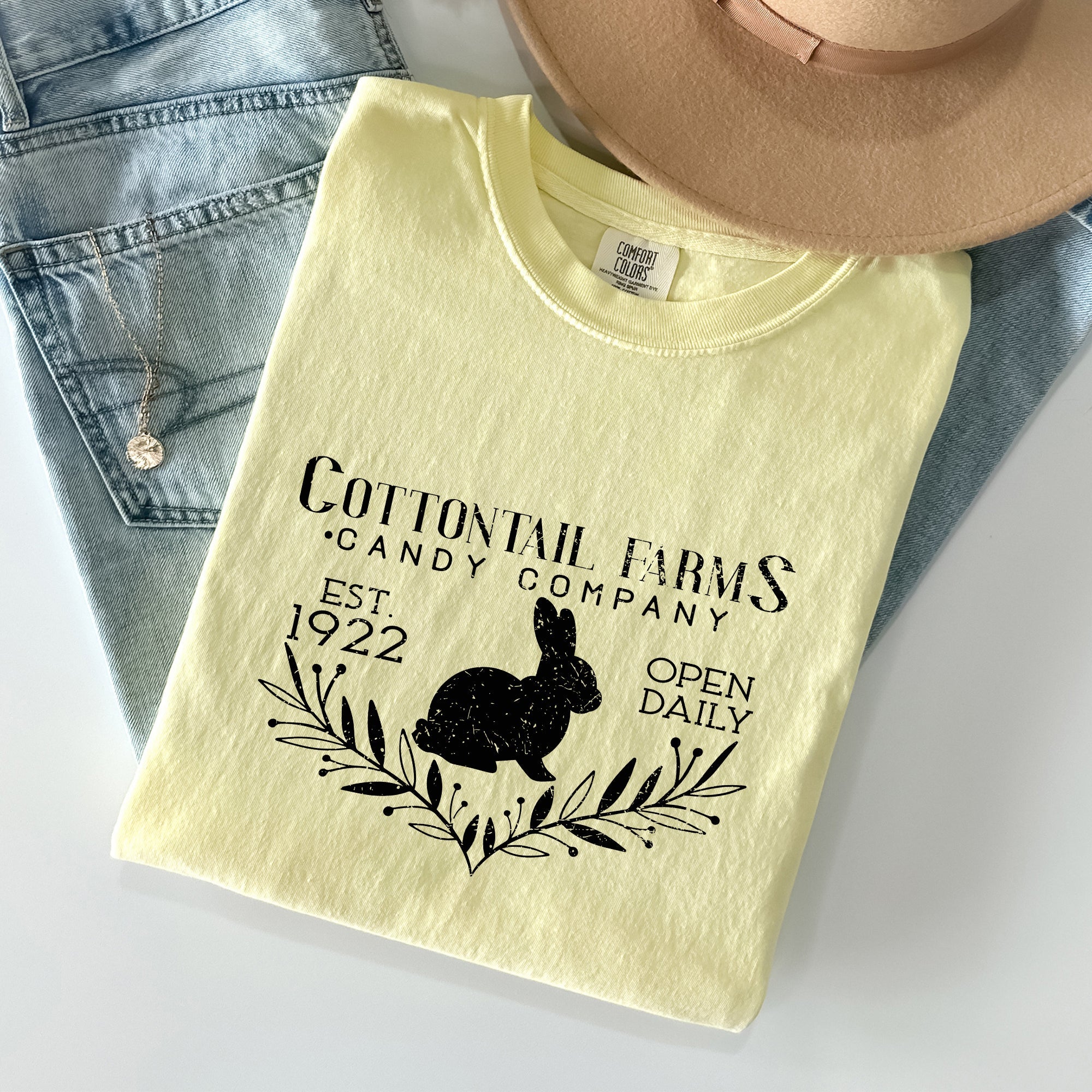 Cottontail Farms Candy Company Retro Sign Easter Nostalgia Edition Comfort Colors Tee