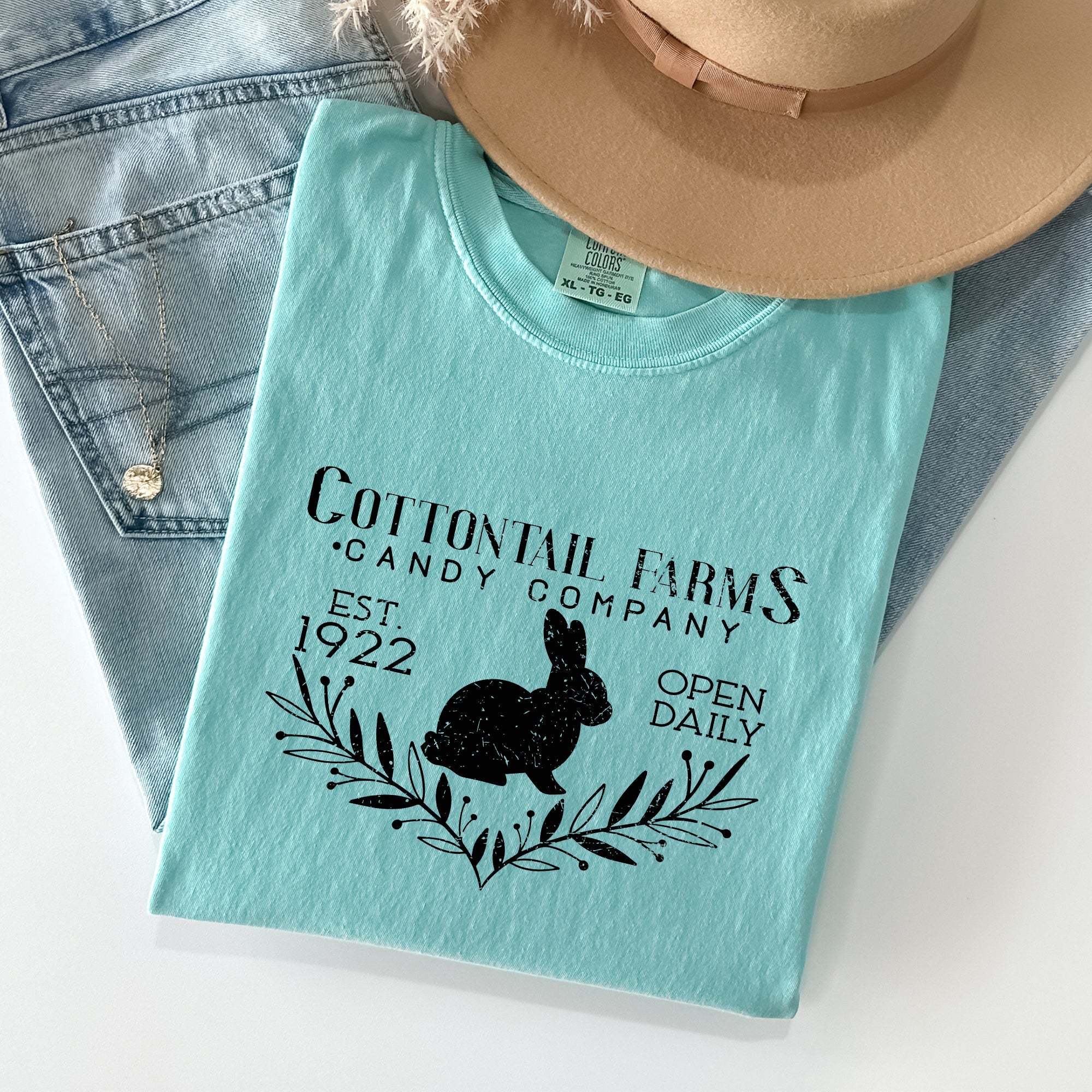 Cottontail Farms Candy Company Retro Sign Easter Nostalgia Edition Comfort Colors Tee