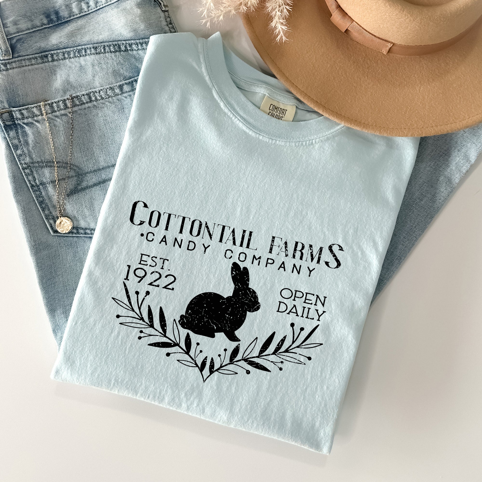 Cottontail Farms Candy Company Retro Sign Easter Nostalgia Edition Comfort Colors Tee