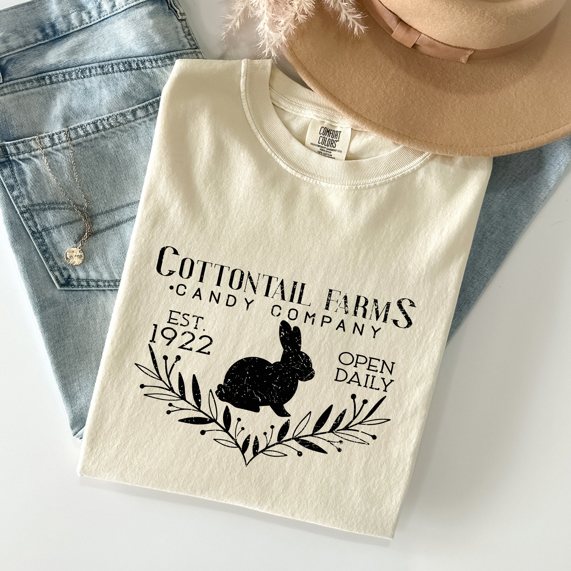 Cottontail Farms Candy Company Retro Sign Easter Nostalgia Edition Comfort Colors Tee