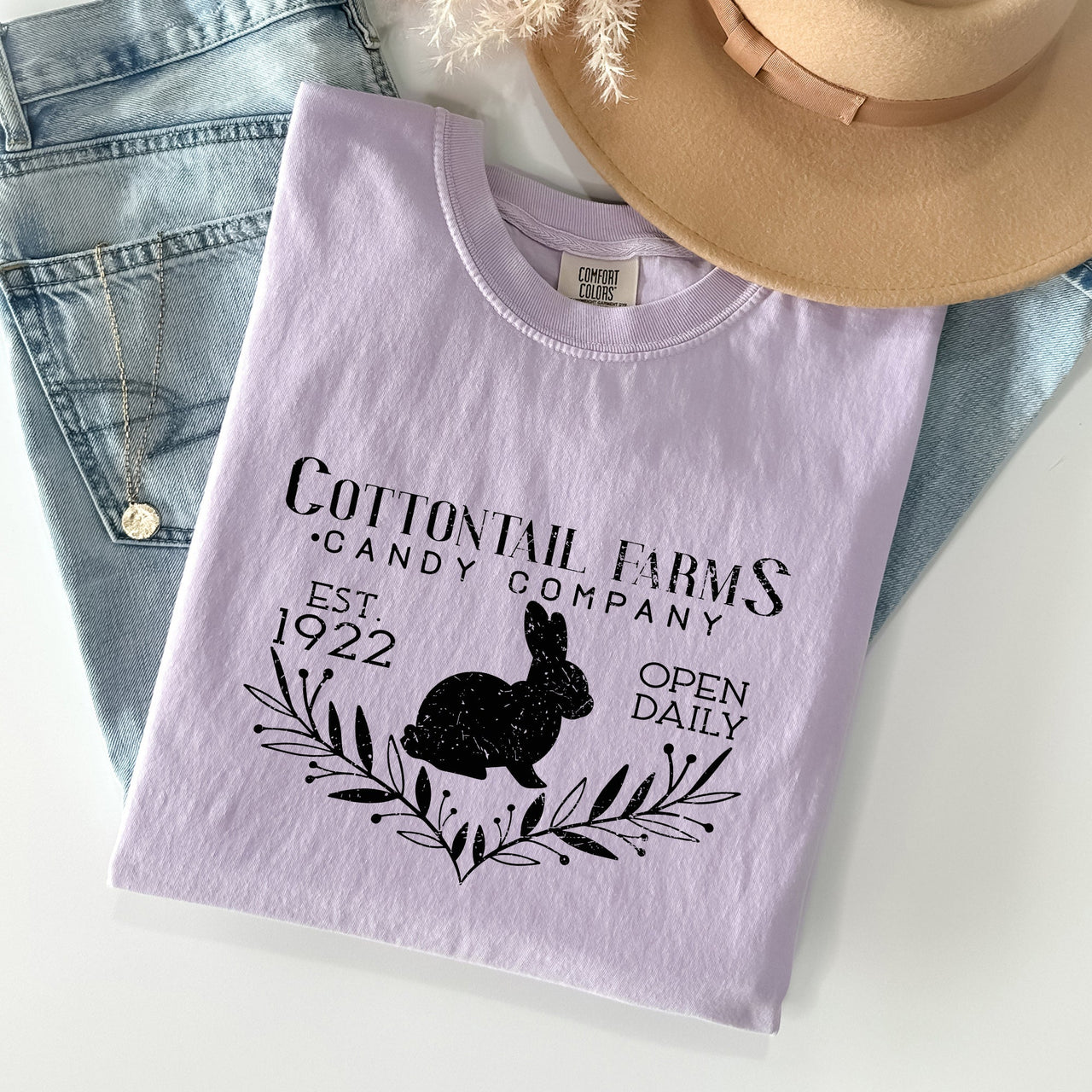 Cottontail Farms Candy Company Retro Sign Easter Nostalgia Edition Comfort Colors Tee