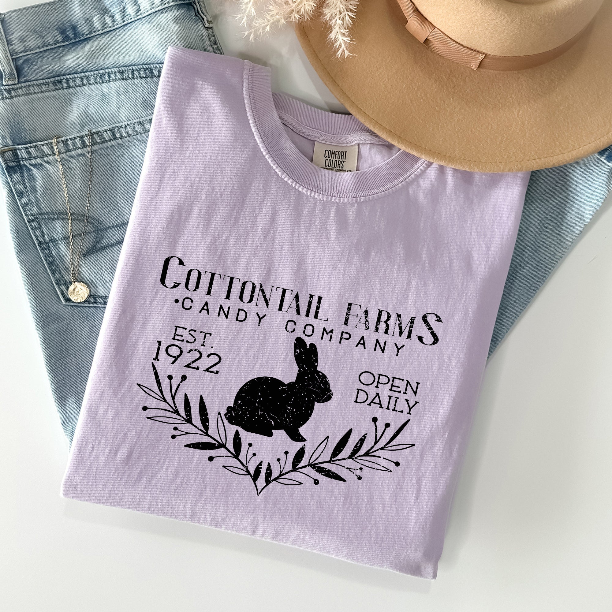 Cottontail Farms Candy Company Retro Sign Easter Nostalgia Edition Comfort Colors Tee