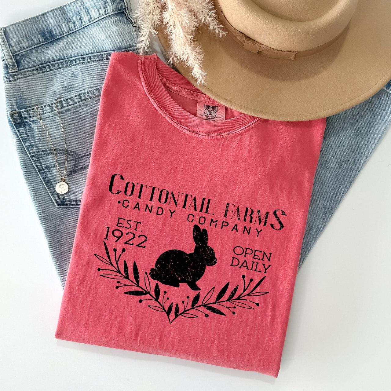Cottontail Farms Candy Company Retro Sign Easter Nostalgia Edition Comfort Colors Tee