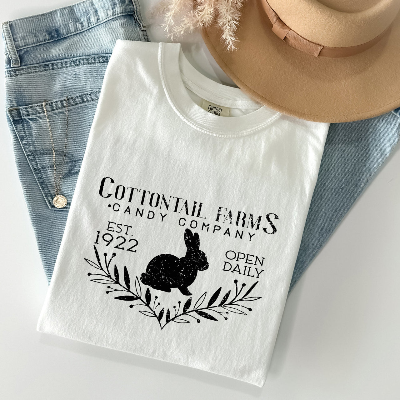 Cottontail Farms Candy Company Retro Sign Easter Nostalgia Edition Comfort Colors Tee
