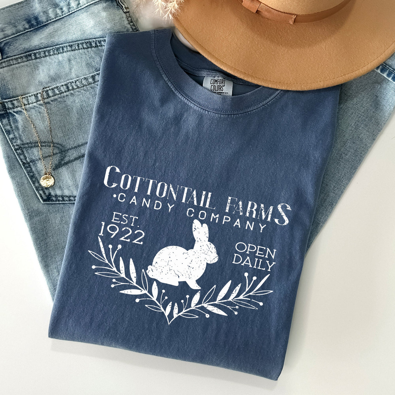 Cottontail Farms Candy Company Retro Sign Easter Nostalgia Edition Comfort Colors Tee