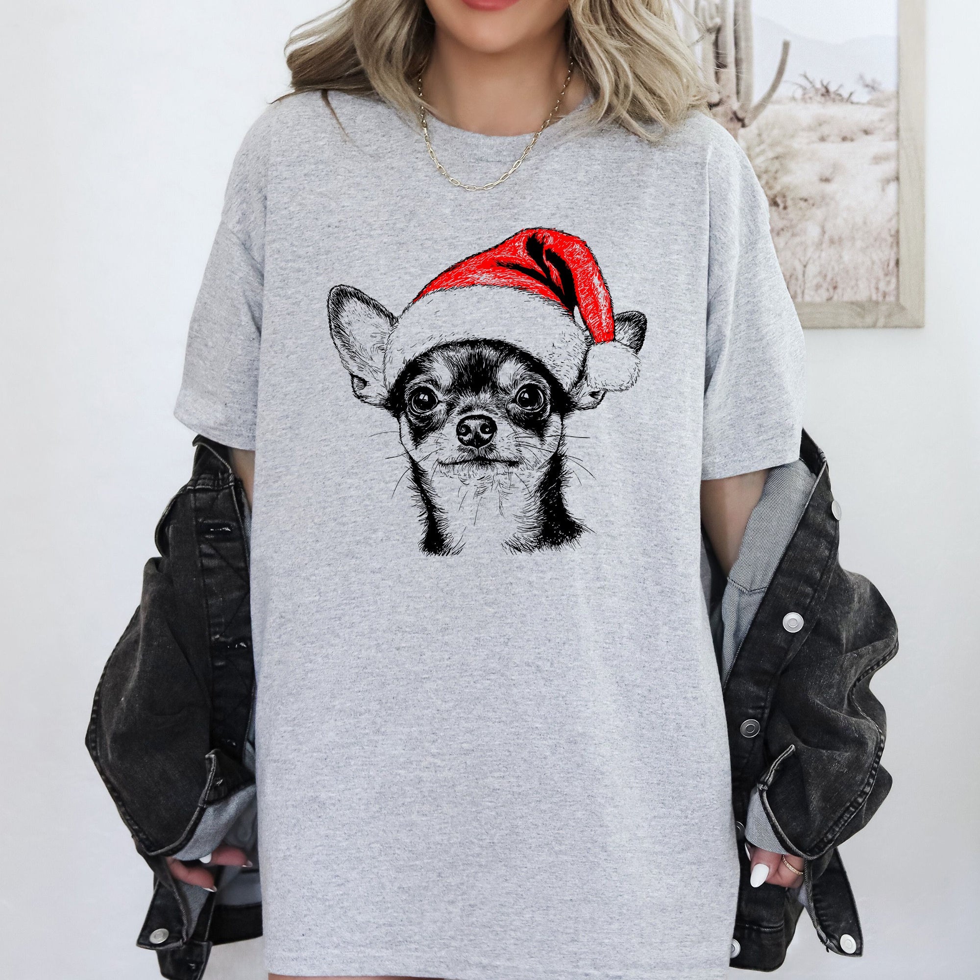 Chihuahua Santa Christmas Dog Lover Festive Paws Edition Premium Comfort Colors Tee