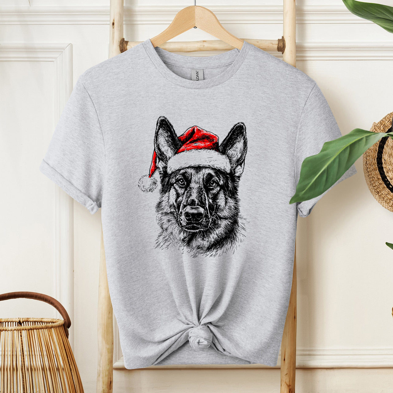 German Shepherd Santa Christmas Dog Lover Holiday Edition Premium Comfort Colors Tee