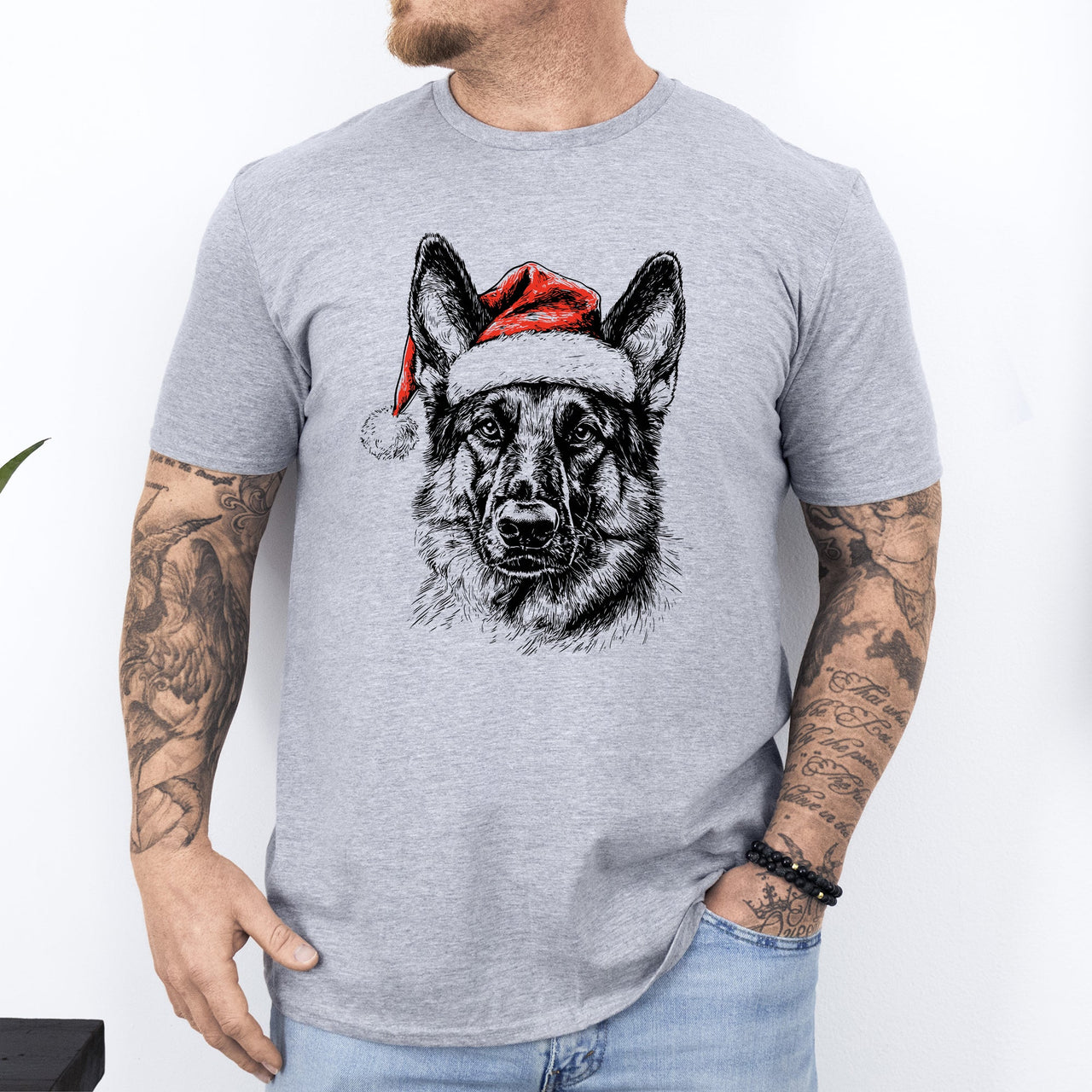 German Shepherd Santa Christmas Dog Lover Holiday Edition Premium Comfort Colors Tee