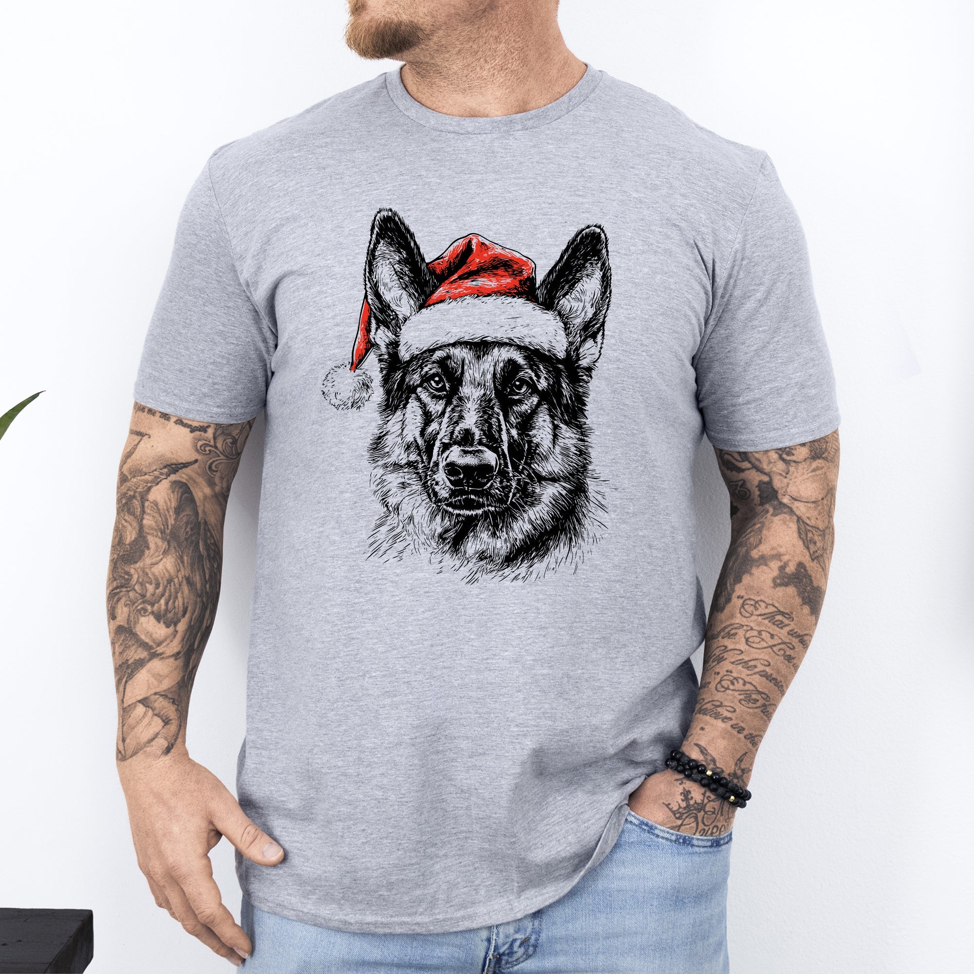 German Shepherd Santa Christmas Dog Lover Holiday Edition Premium Comfort Colors Tee