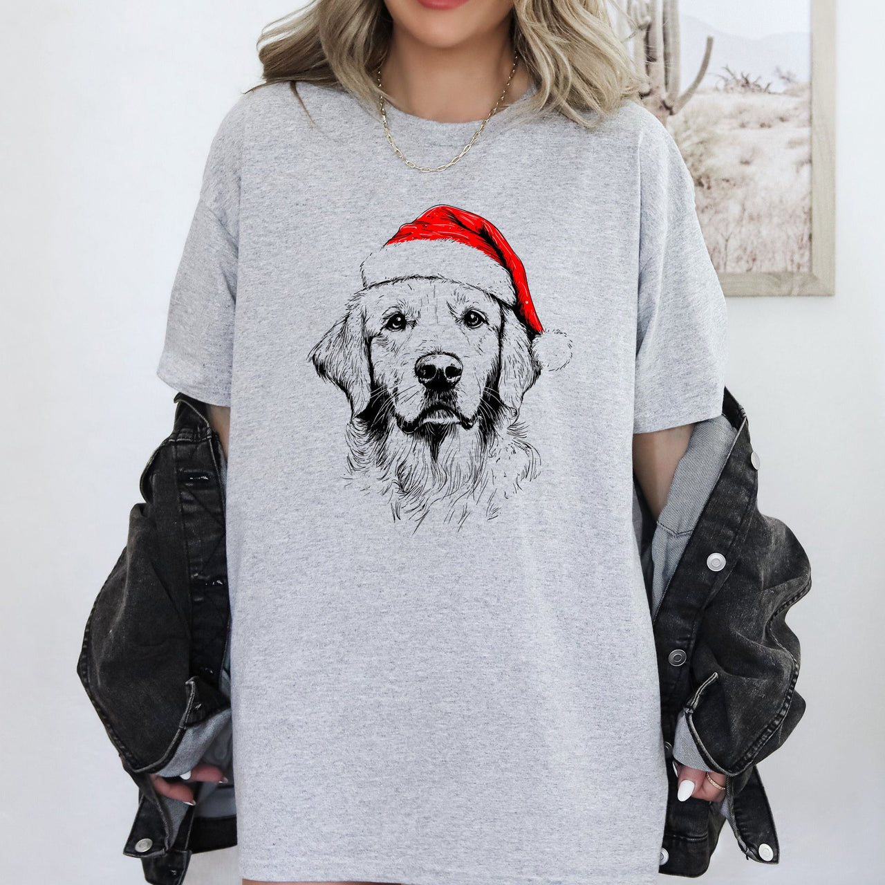 Golden Retriever Santa Christmas Dog Lover Design For Pet Lovers Comfort Colors Tee