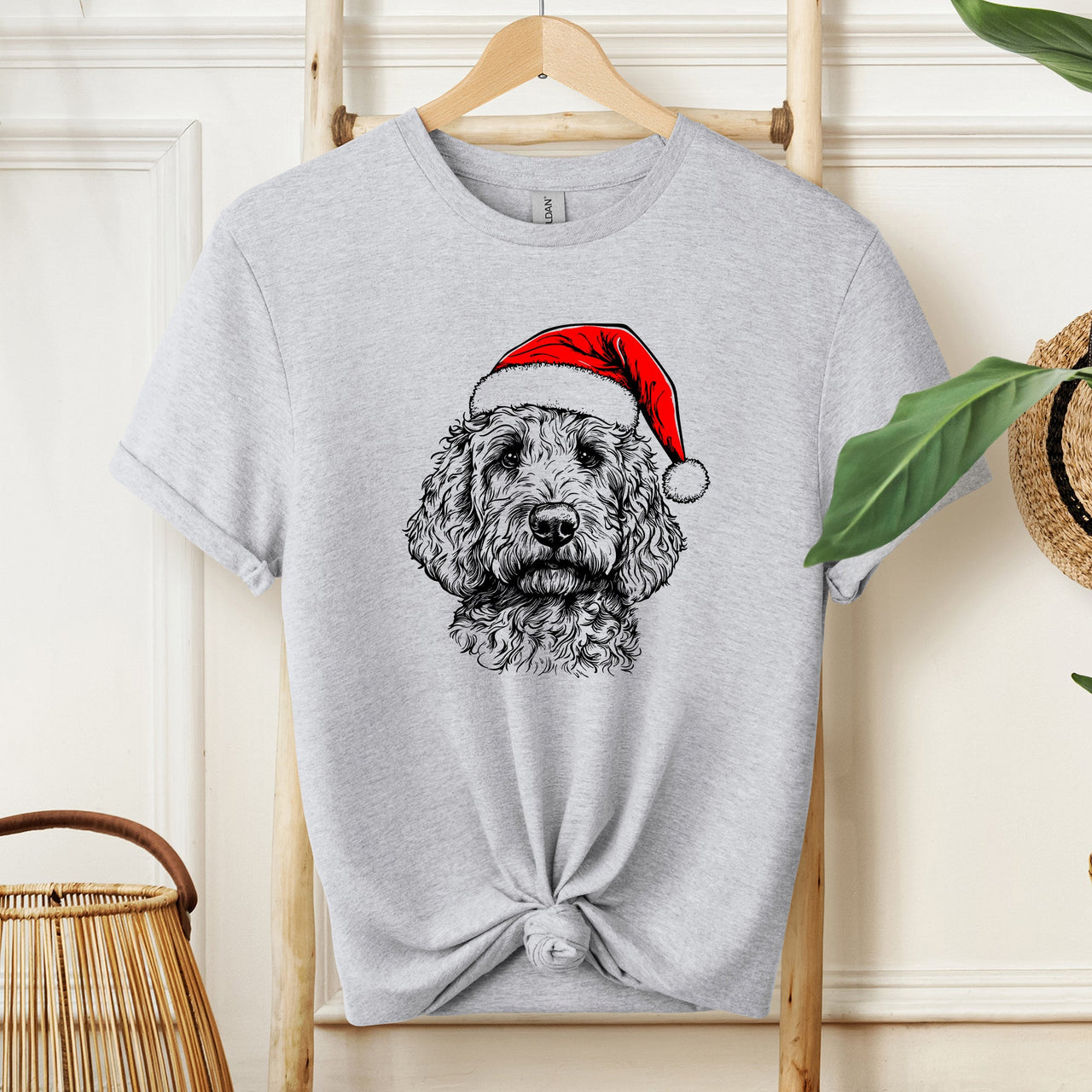 Goldendoodle Santa Christmas Dog Lover Holiday Edition Collector Comfort Colors Tee