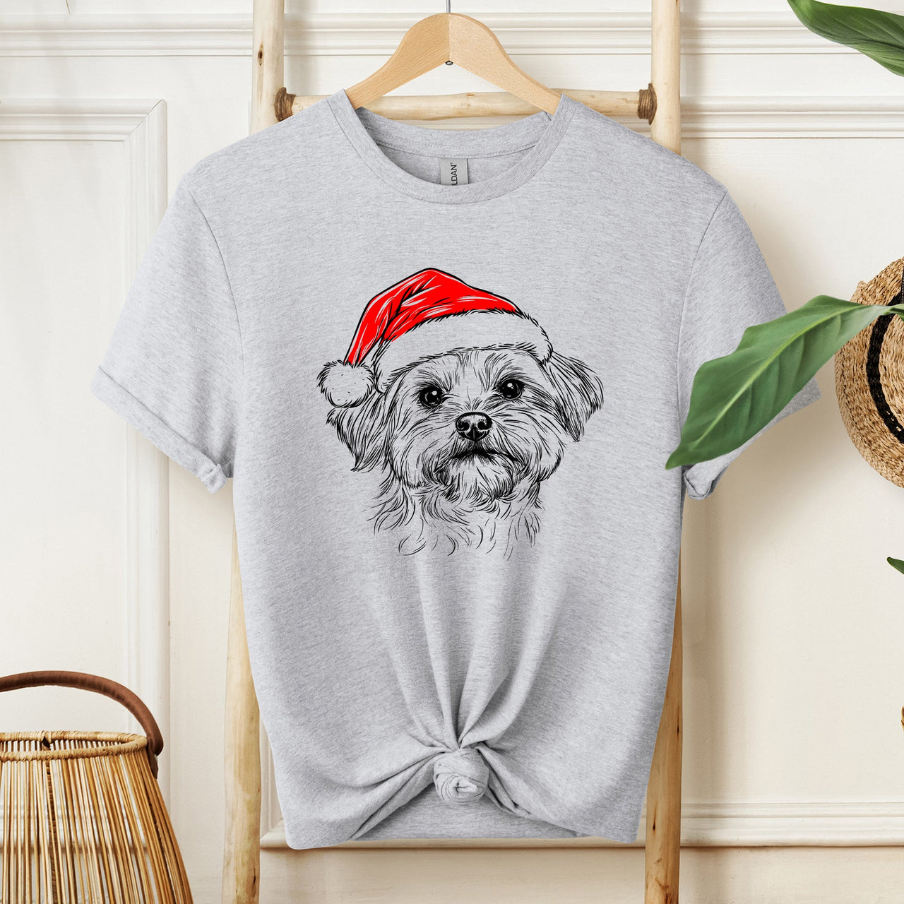 Maltese Santa Dog Christmas Dog Lover Pet Illustration Graphic Comfort Colors Tee