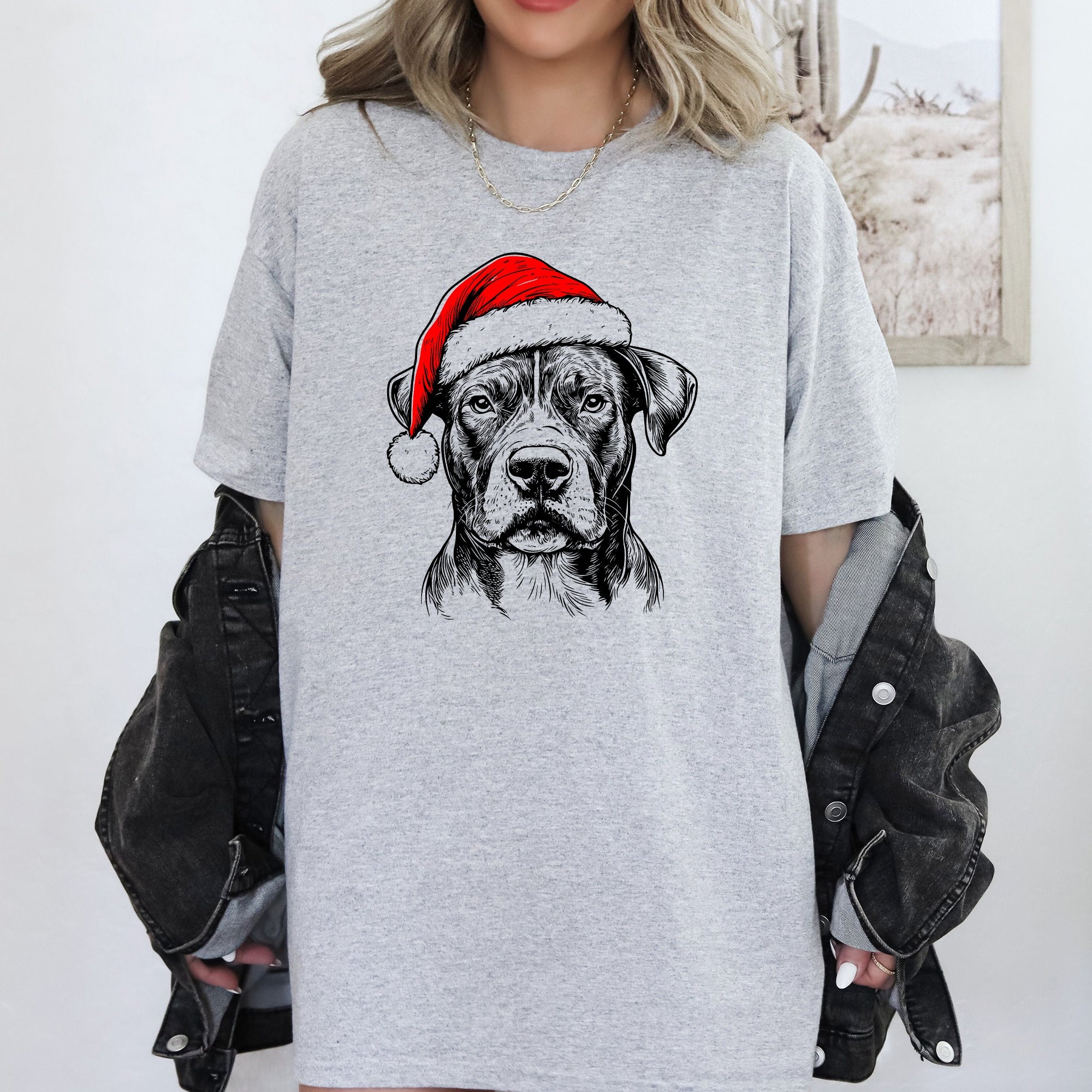 Pitbull Santa Christmas Dog Lover Festive Holiday Edition For Pet Lovers Comfort Colors Tee
