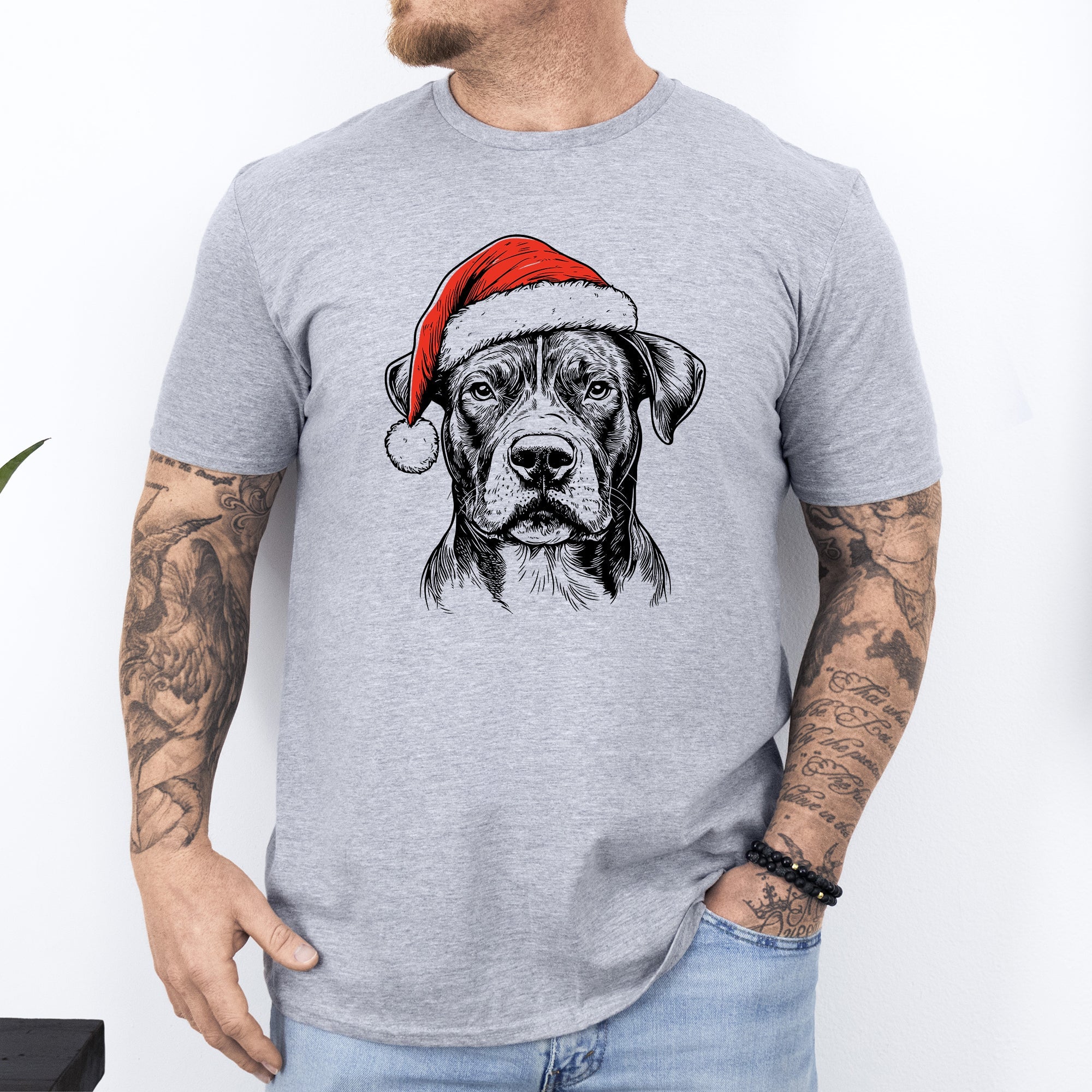 Pitbull Santa Christmas Dog Lover Festive Holiday Edition For Pet Lovers Comfort Colors Tee