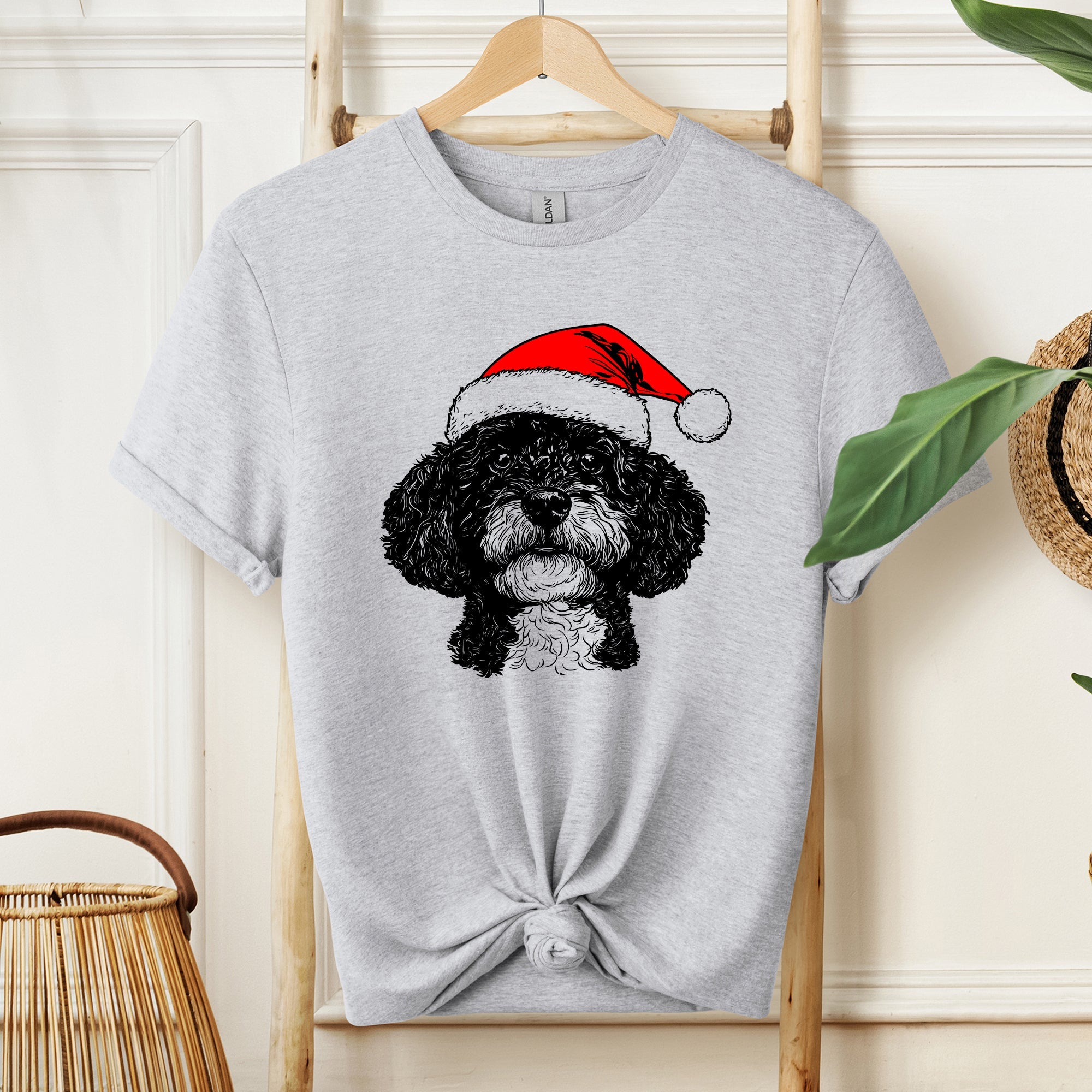 Portuguese Water Dog Santa Claus Christmas Dog Lover Portrait Comfort Colors Tee
