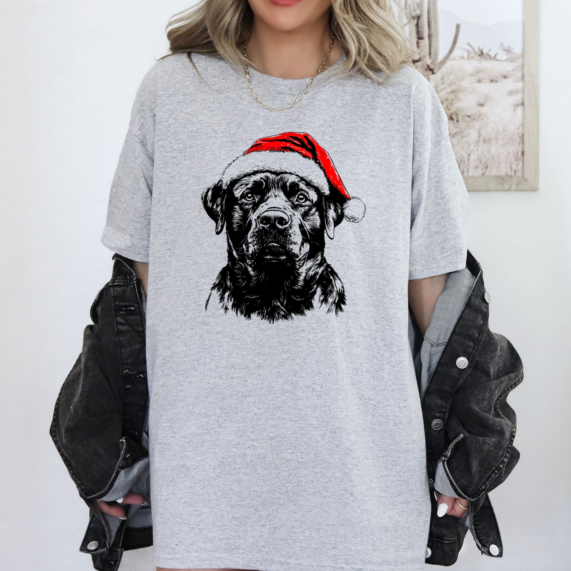 Rottweiler Santa Christmas Dog Lover Pet Holiday Themed Cozy Graphic Design Comfort Colors Tee