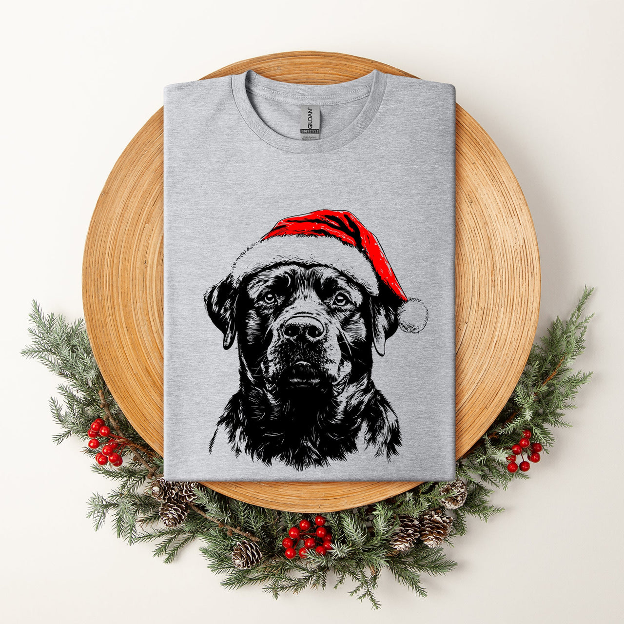 Rottweiler Santa Christmas Dog Lover Pet Holiday Themed Cozy Graphic Design Comfort Colors Tee