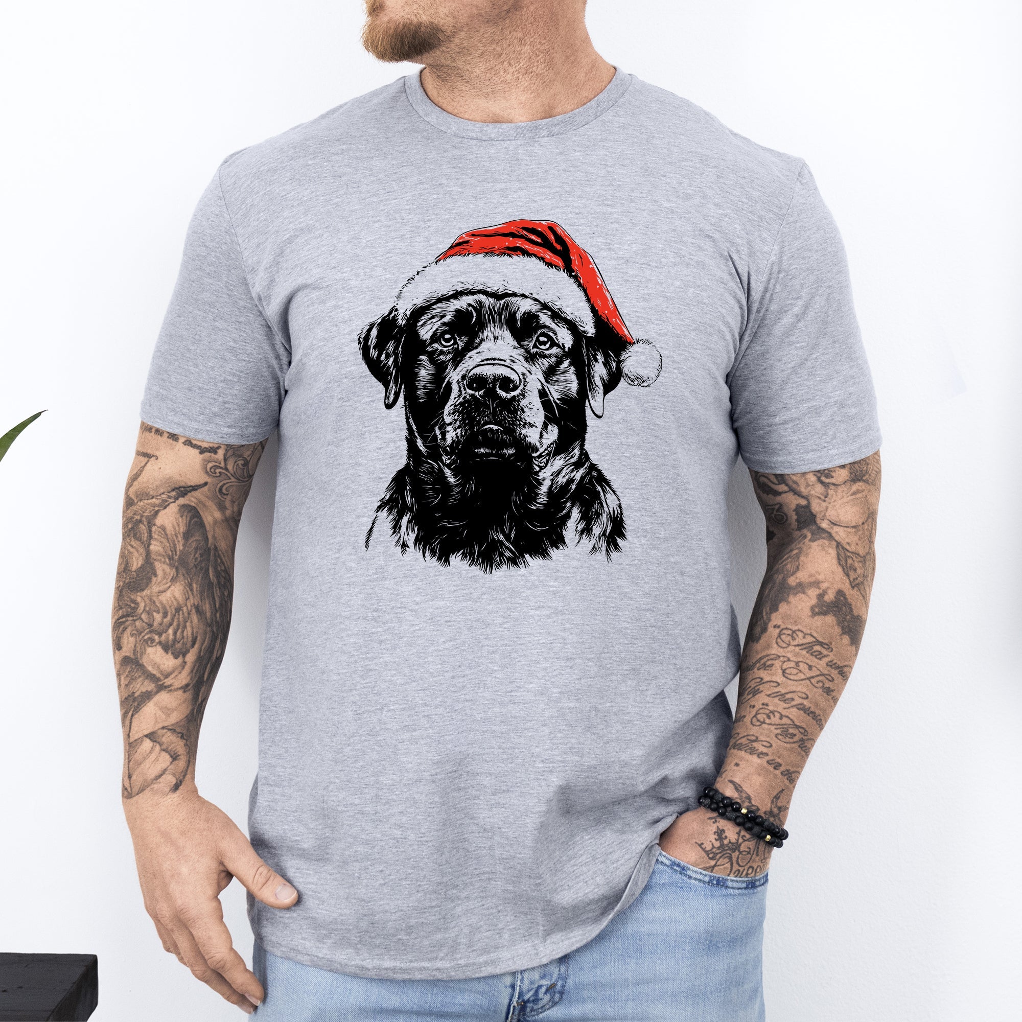 Rottweiler Santa Christmas Dog Lover Pet Holiday Themed Cozy Graphic Design Comfort Colors Tee