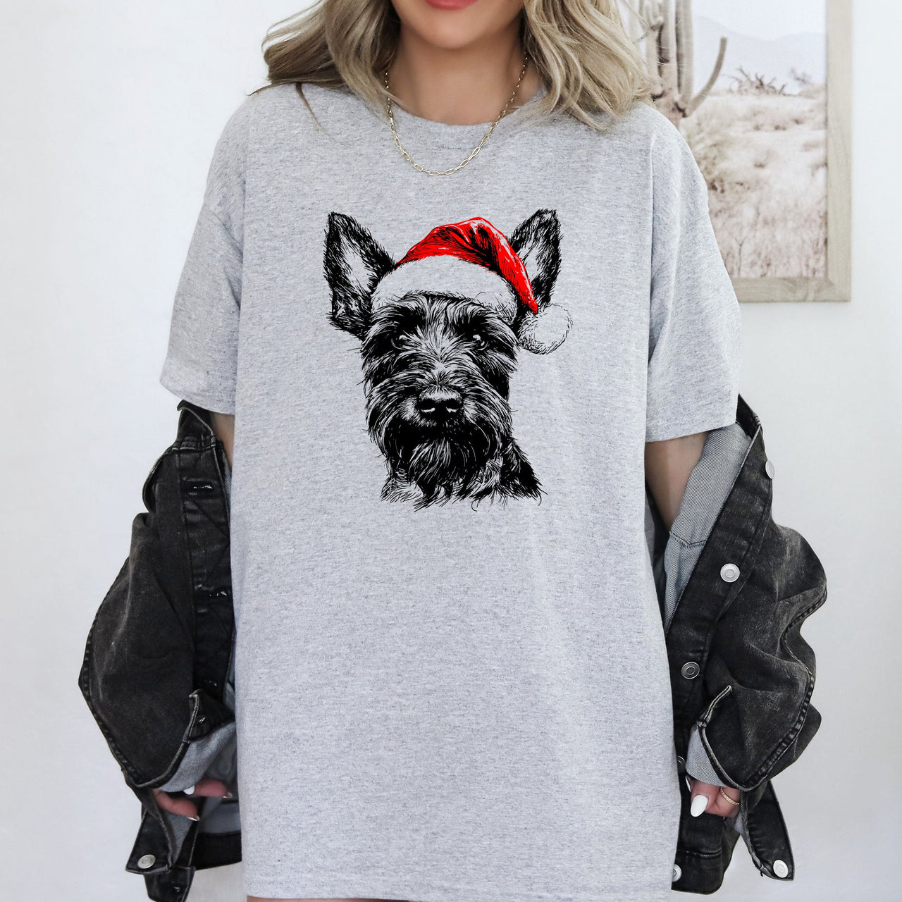 Scottish Terrier Santa Scotty Dog Christmas Dog Lover Print Edition Comfort Colors Tee